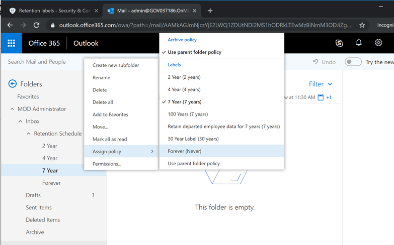 Apply Security & Compliance Center Retention Labels to Outlook Folders ...