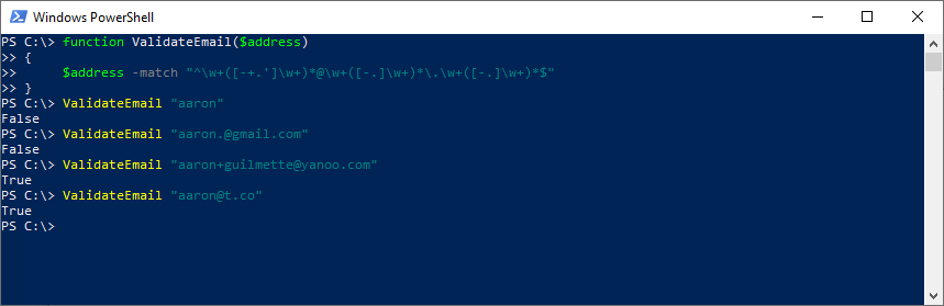 Easy Powershell Email Address Validation Function Undocumented Features